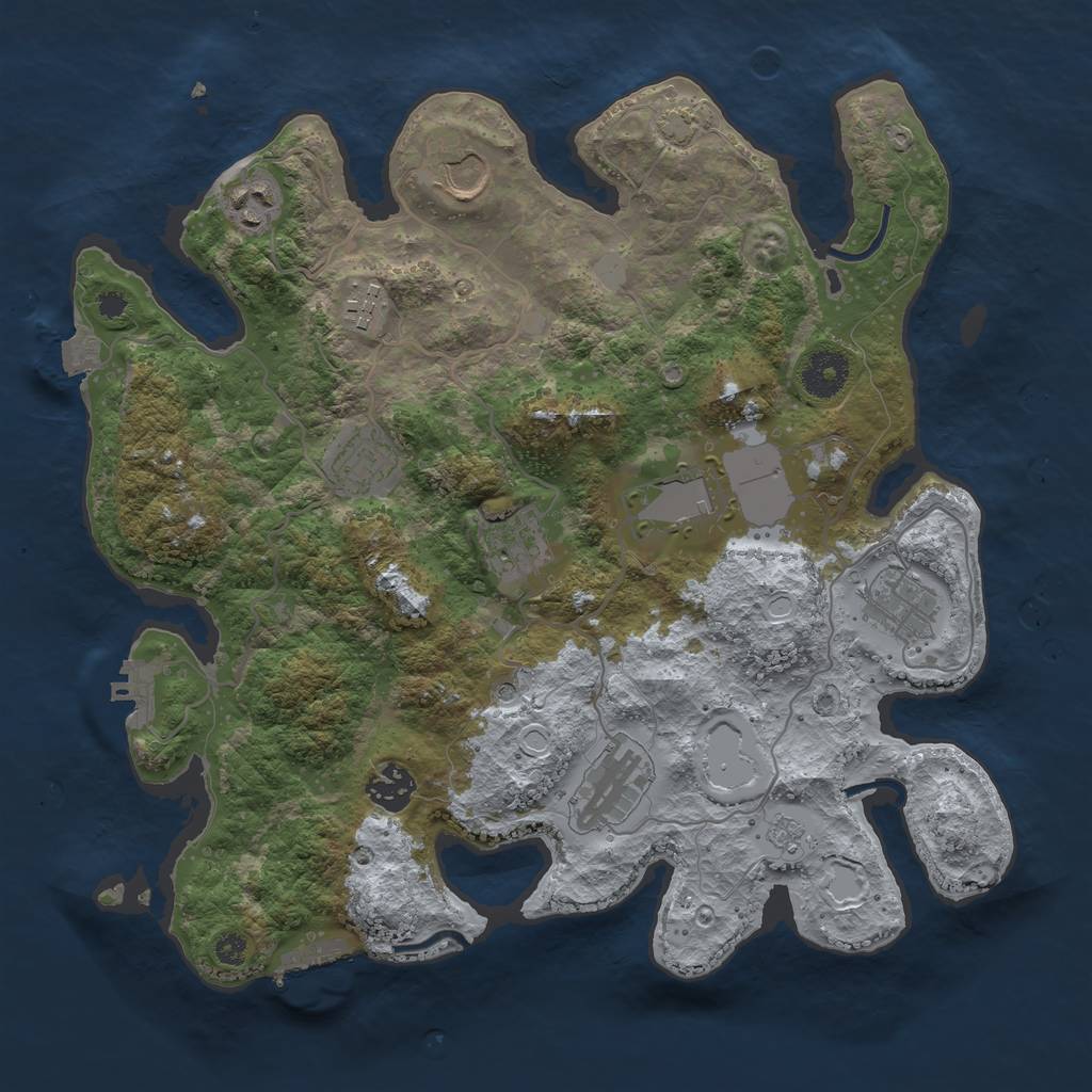 Rust Map: Procedural Map, Size: 3500, Seed: 1496290587, 17 Monuments