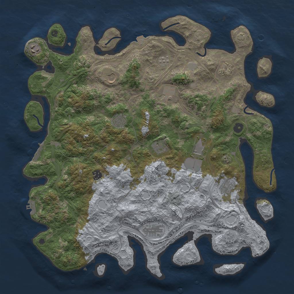 Rust Map: Procedural Map, Size: 4500, Seed: 50973242, 19 Monuments