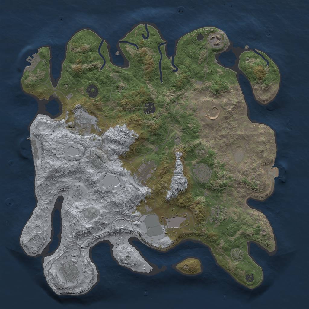 Rust Map: Procedural Map, Size: 3700, Seed: 1005173766, 17 Monuments