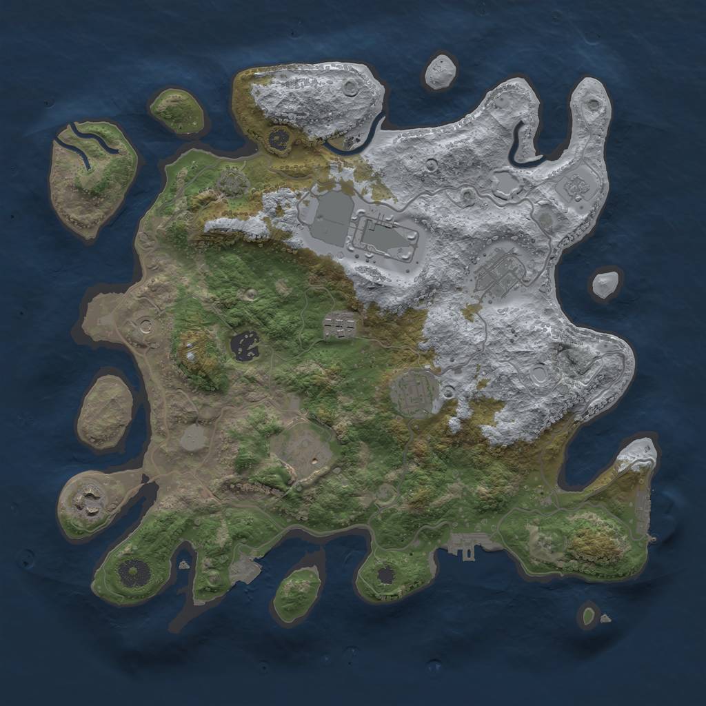 Rust Map: Procedural Map, Size: 3500, Seed: 594261, 15 Monuments