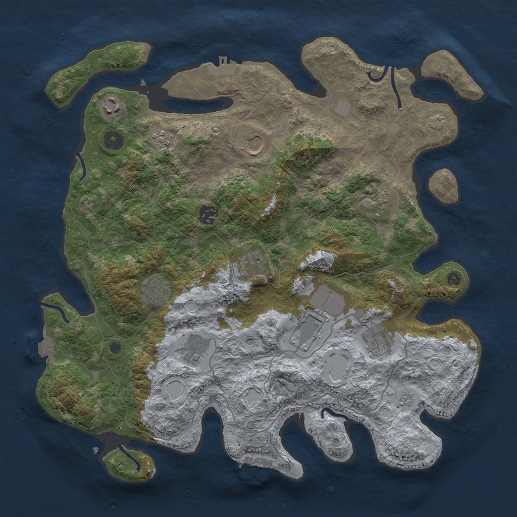 Rust Map: Procedural Map, Size: 4000, Seed: 598421414, 18 Monuments