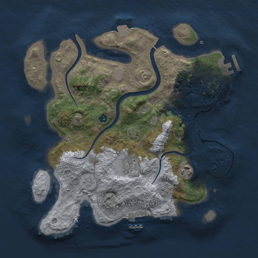 Rust Map: Procedural Map, Size: 3000, Seed: 78324, 9 Monuments