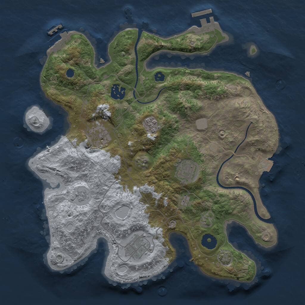 Rust Map: Procedural Map, Size: 3000, Seed: 2103388670, 10 Monuments