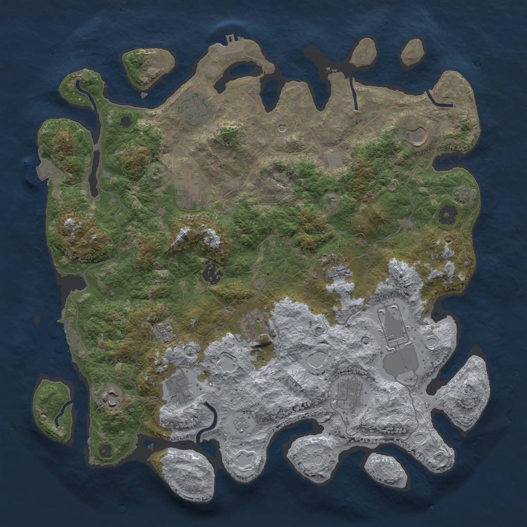 Rust Map: Procedural Map, Size: 4000, Seed: 1150157117, 19 Monuments