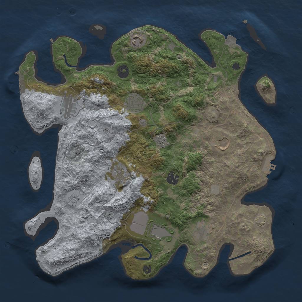 Rust Map: Procedural Map, Size: 3600, Seed: 54809958, 17 Monuments