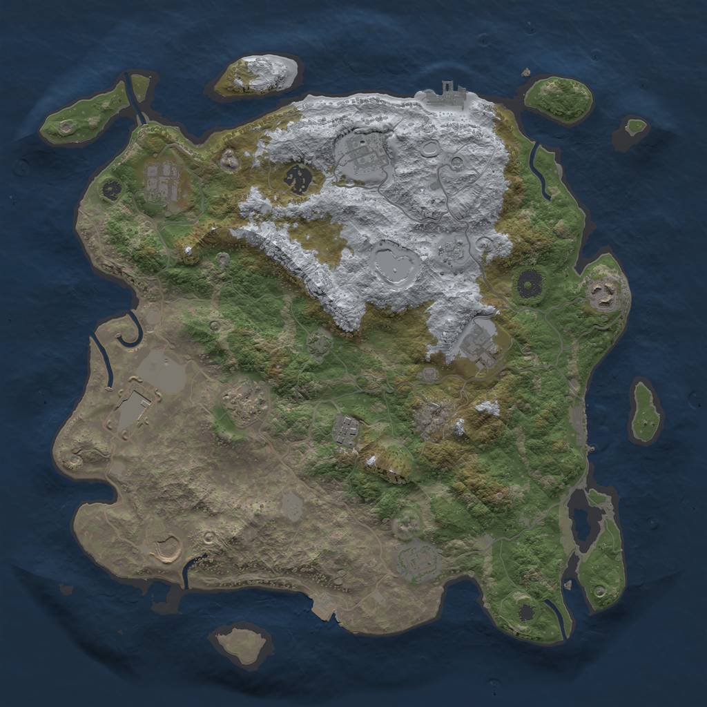 Rust Map: Procedural Map, Size: 3900, Seed: 44904784, 18 Monuments