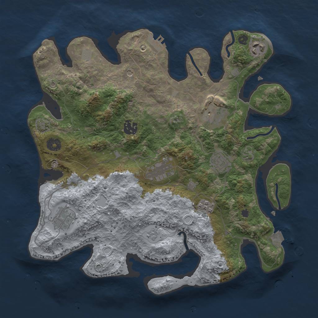 Rust Map: Procedural Map, Size: 3300, Seed: 1298278316, 14 Monuments