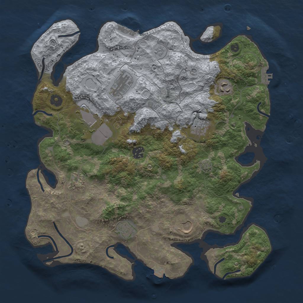 Rust Map: Procedural Map, Size: 3700, Seed: 1345044, 16 Monuments