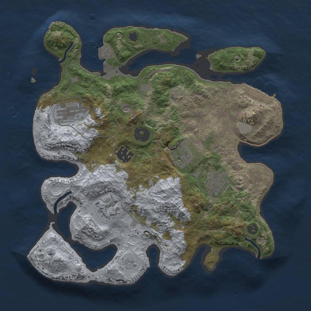 Rust Map: Procedural Map, Size: 3000, Seed: 1725792401, 12 Monuments