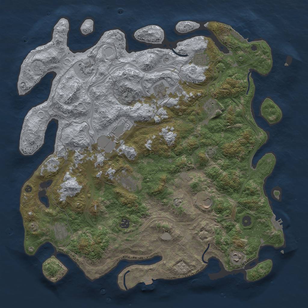 Rust Map: Procedural Map, Size: 4500, Seed: 1418378822, 19 Monuments