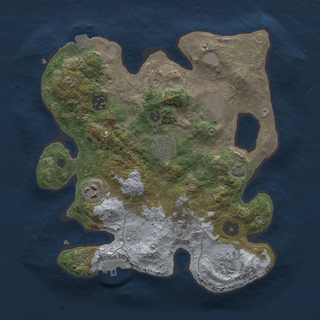 Rust Map: Procedural Map, Size: 3000, Seed: 2028104716, 12 Monuments