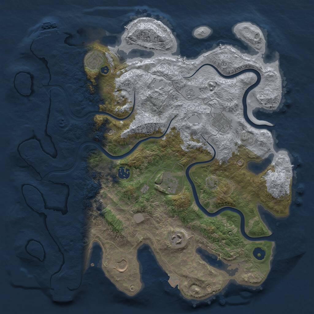 Rust Map: Procedural Map, Size: 3800, Seed: 60888107, 13 Monuments