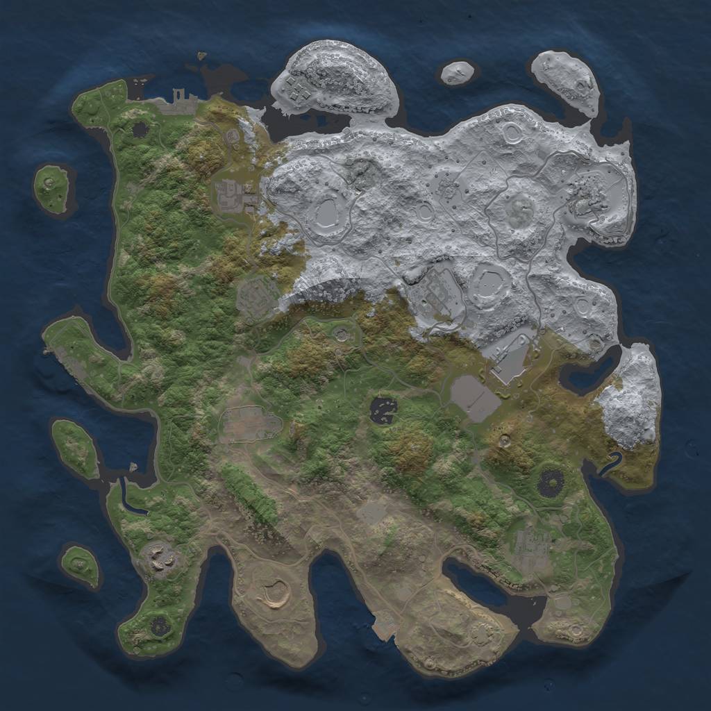 Rust Map: Procedural Map, Size: 3800, Seed: 60888107, 19 Monuments