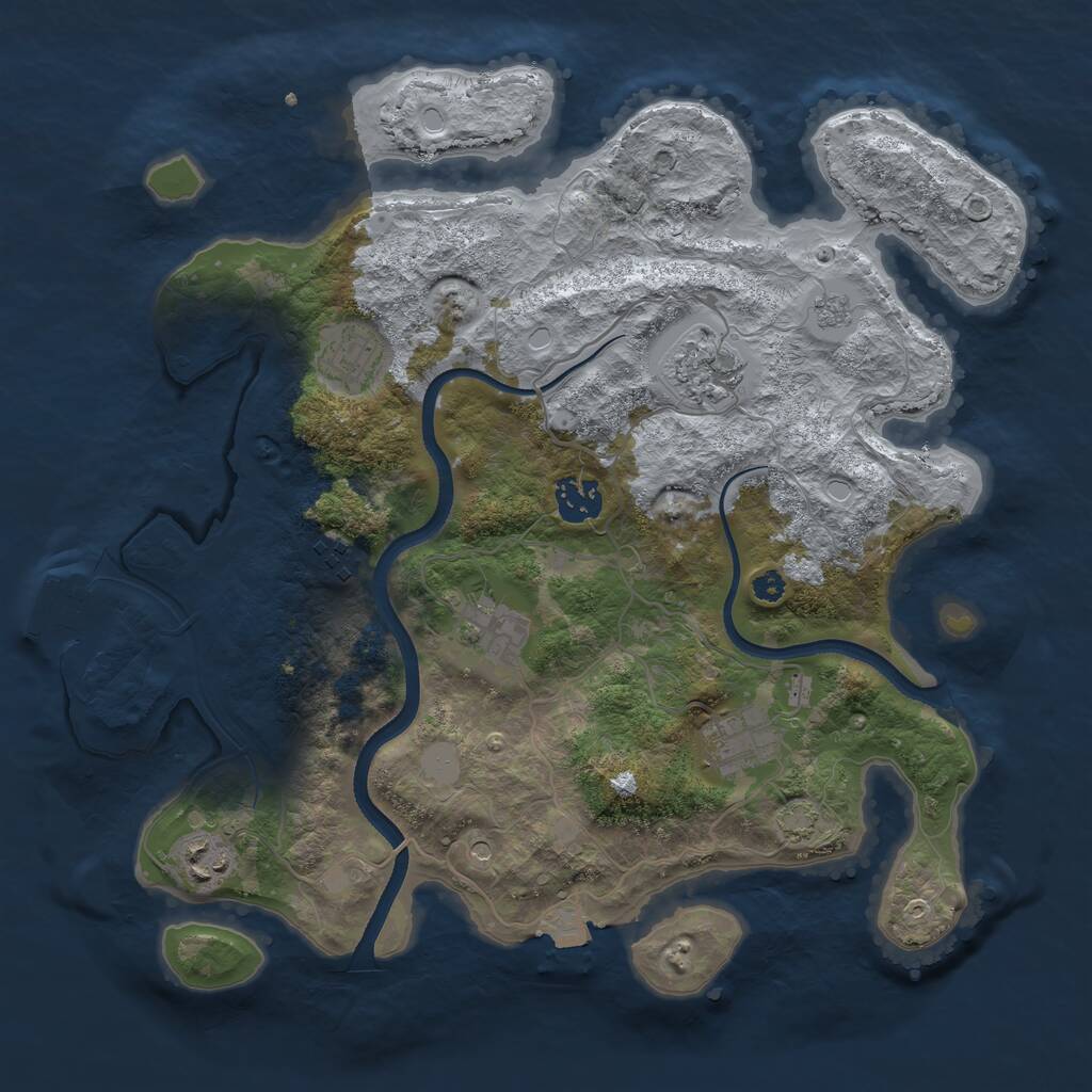 Rust Map: Procedural Map, Size: 3450, Seed: 83118076, 12 Monuments