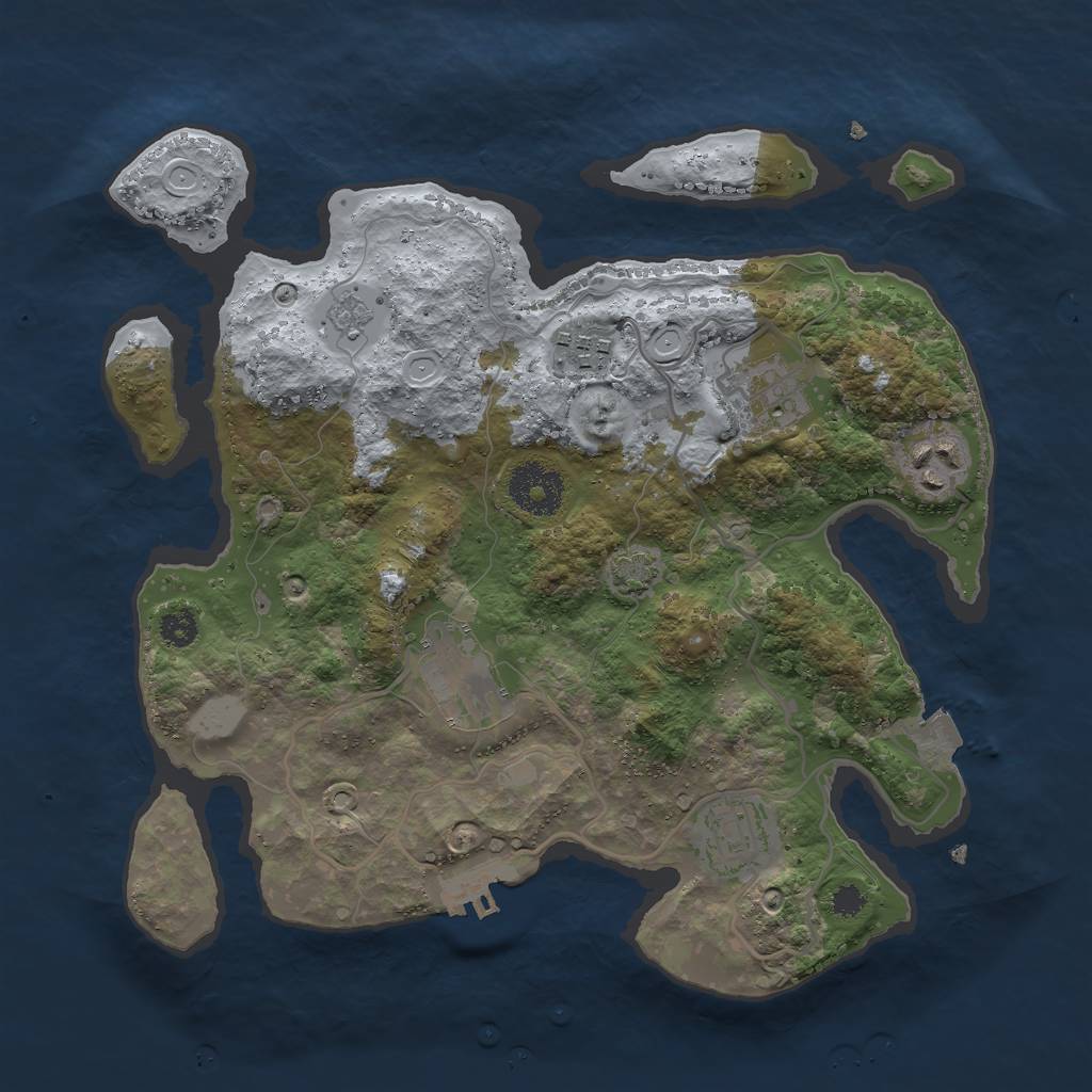 Rust Map: Procedural Map, Size: 3000, Seed: 858355809, 11 Monuments