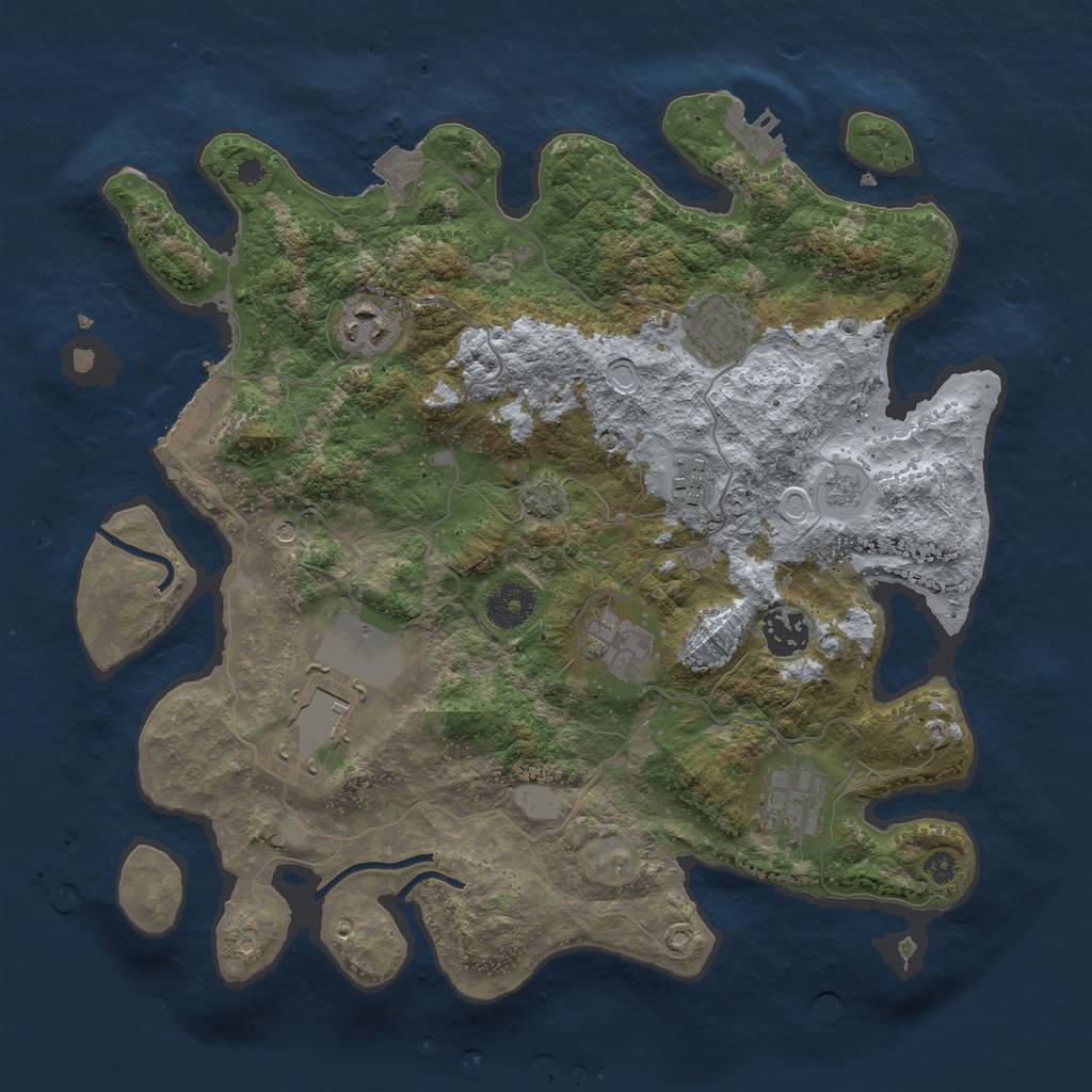 Rust Map: Procedural Map, Size: 3500, Seed: 15287583, 15 Monuments