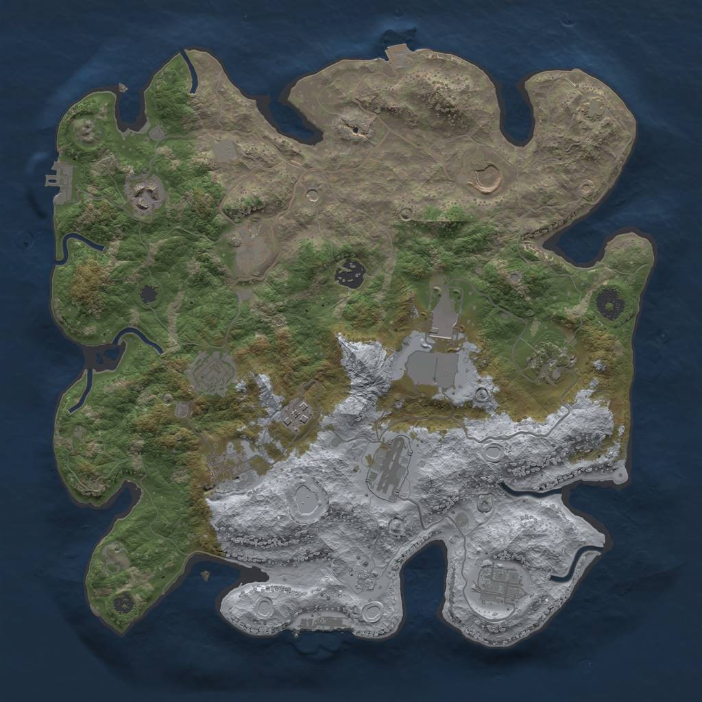 Rust Map: Procedural Map, Size: 3650, Seed: 26493417, 19 Monuments