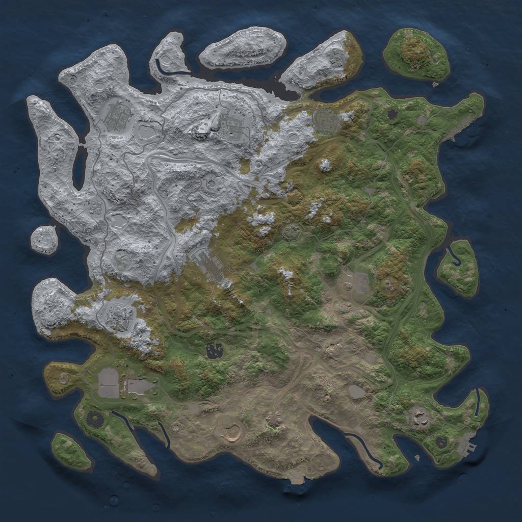 Rust Map: Procedural Map, Size: 4500, Seed: 293789740, 19 Monuments