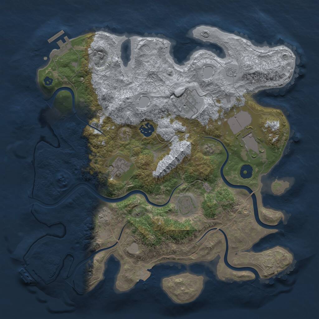 Rust Map: Procedural Map, Size: 3500, Seed: 495504943, 12 Monuments