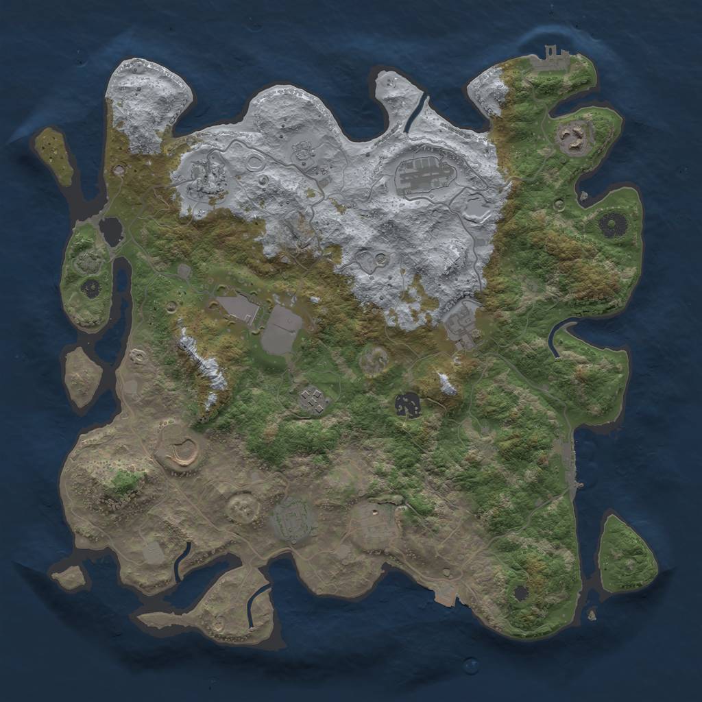 Rust Map: Procedural Map, Size: 3900, Seed: 54338817, 18 Monuments