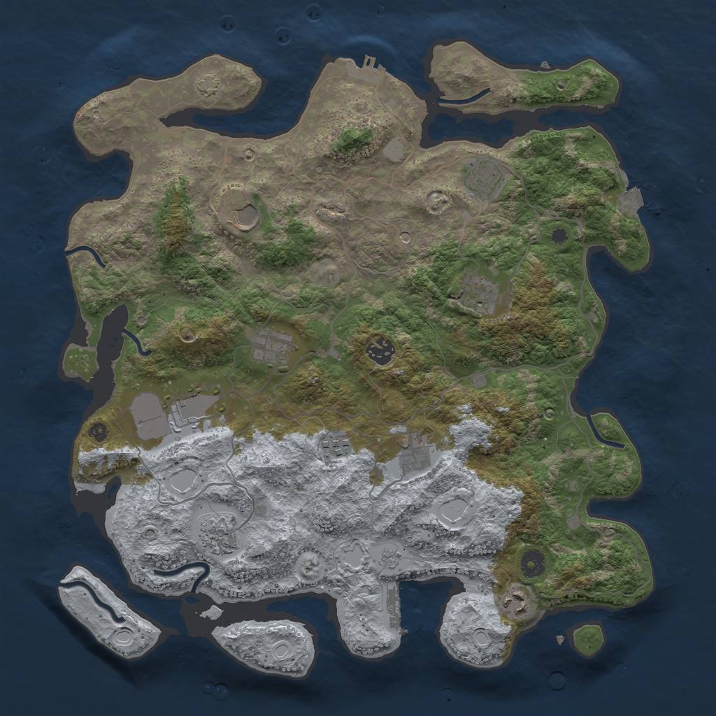 Rust Map: Procedural Map, Size: 4000, Seed: 886930614, 18 Monuments