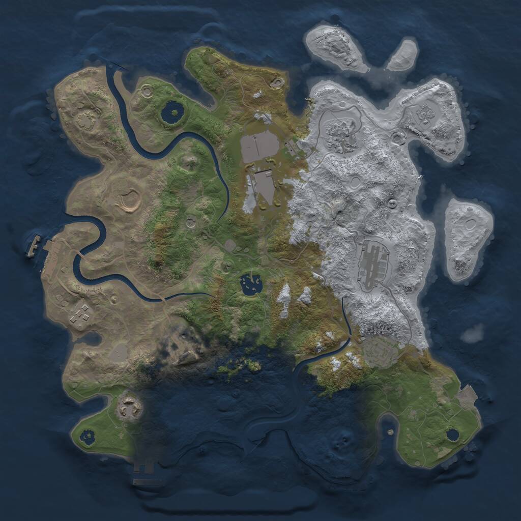 Rust Map: Procedural Map, Size: 3500, Seed: 1664140403, 15 Monuments