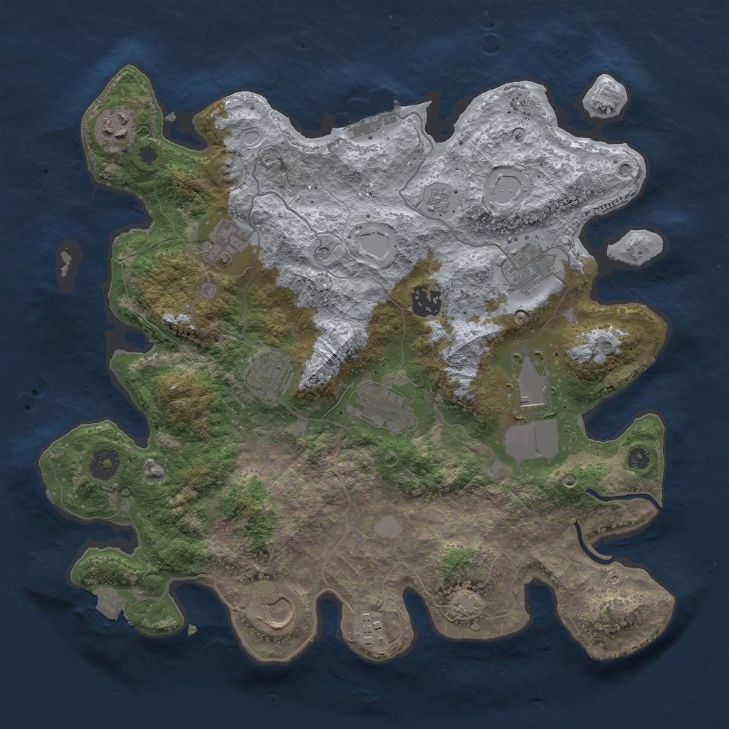 Rust Map: Procedural Map, Size: 3500, Seed: 202806227, 16 Monuments