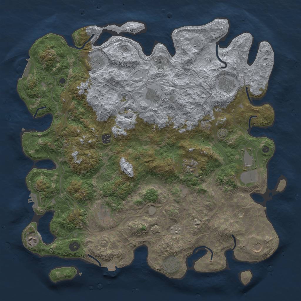 Rust Map: Procedural Map, Size: 4500, Seed: 629058532, 19 Monuments