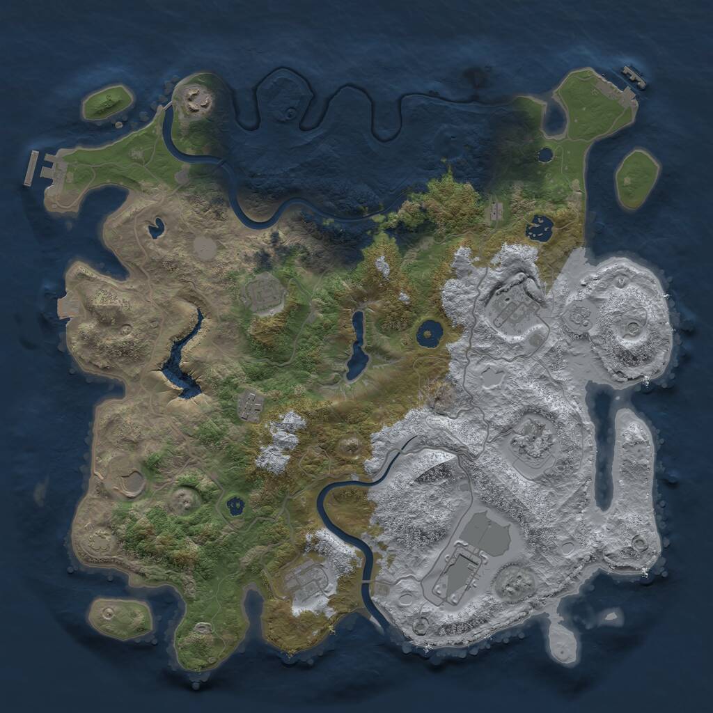 Rust Map: Procedural Map, Size: 4000, Seed: 1442323854, 15 Monuments