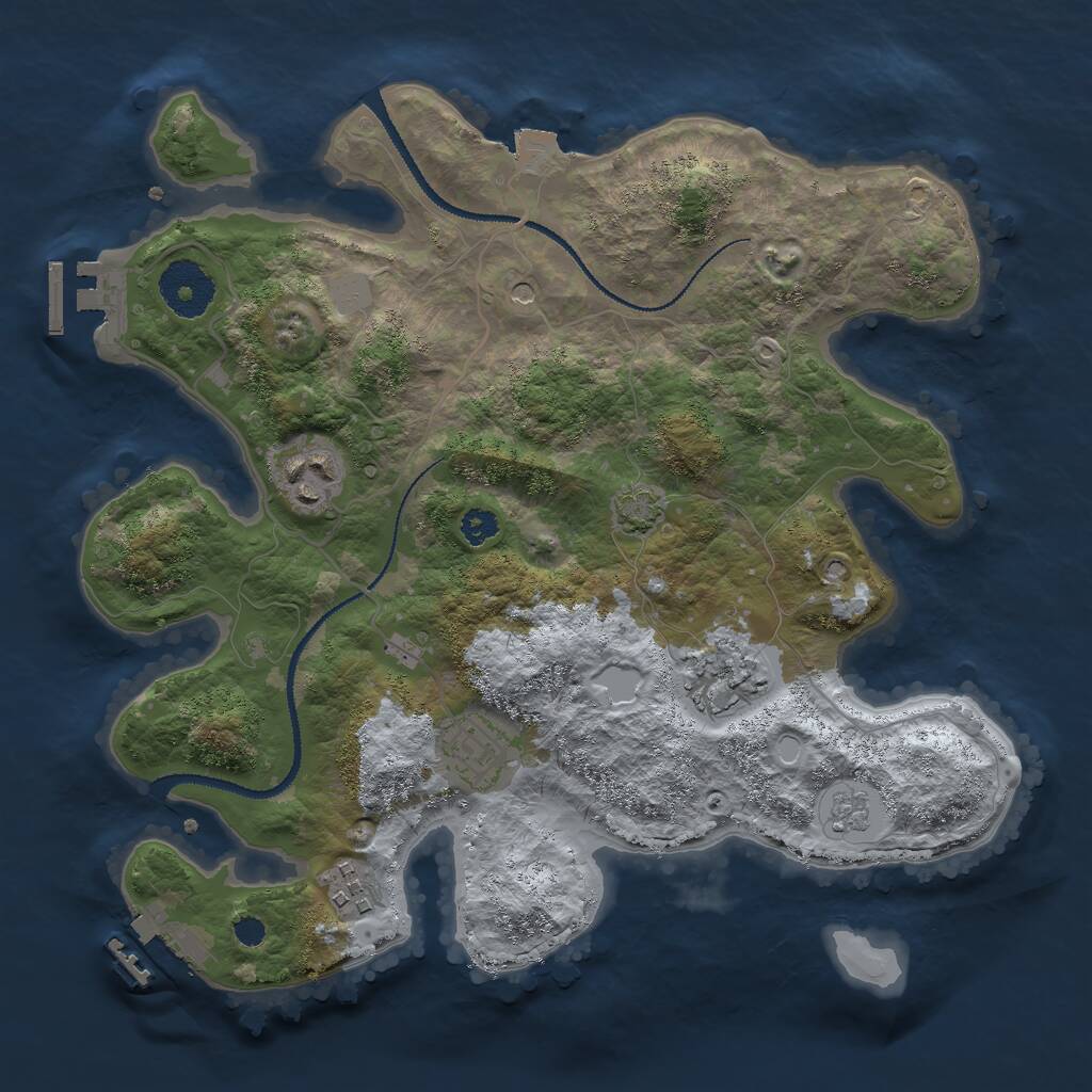 Rust Map: Procedural Map, Size: 3000, Seed: 1494859875, 10 Monuments