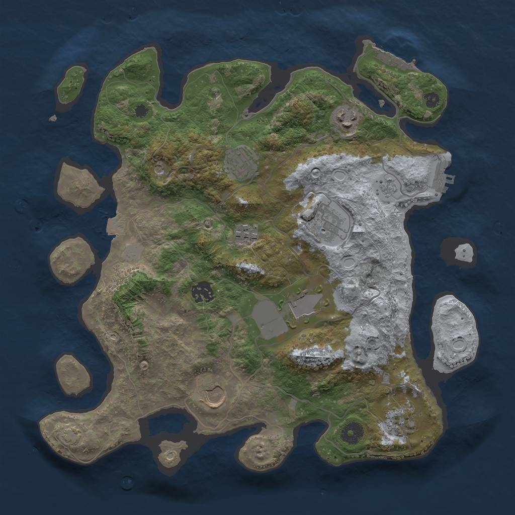 Rust Map: Procedural Map, Size: 3500, Seed: 642136272, 16 Monuments