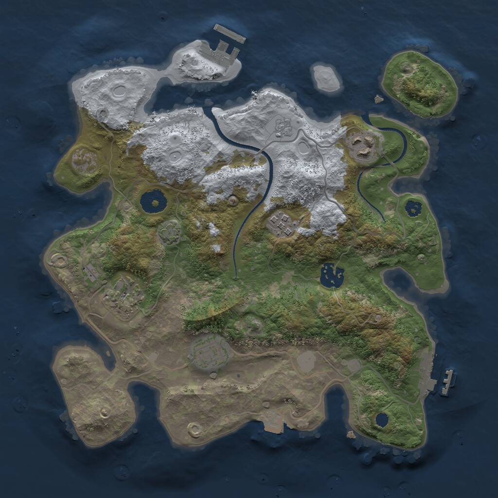 Rust Map: Procedural Map, Size: 3000, Seed: 1382434419, 10 Monuments
