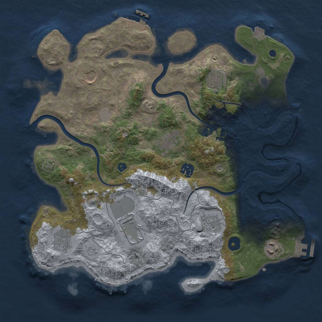 Rust Map: Procedural Map, Size: 3600, Seed: 58465153, 15 Monuments