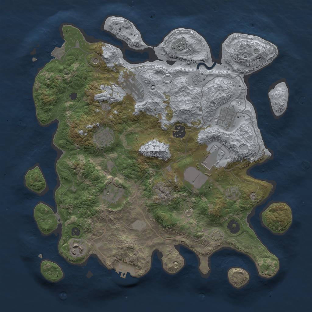 Rust Map: Procedural Map, Size: 3550, Seed: 40451051, 15 Monuments