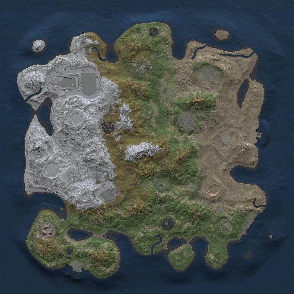 Rust Map: Procedural Map, Size: 3550, Seed: 2485211, 16 Monuments