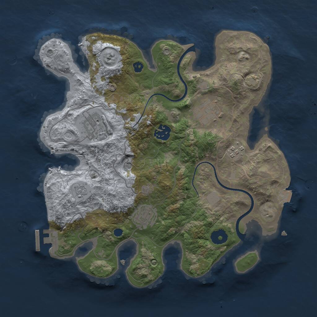 Rust Map: Procedural Map, Size: 3000, Seed: 684896276, 10 Monuments