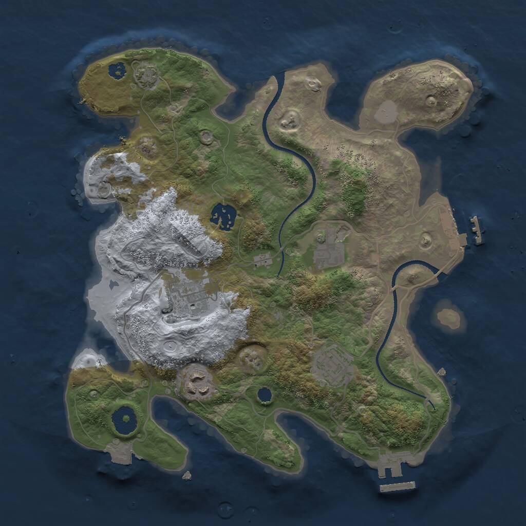 Rust Map: Procedural Map, Size: 3000, Seed: 937661509, 9 Monuments