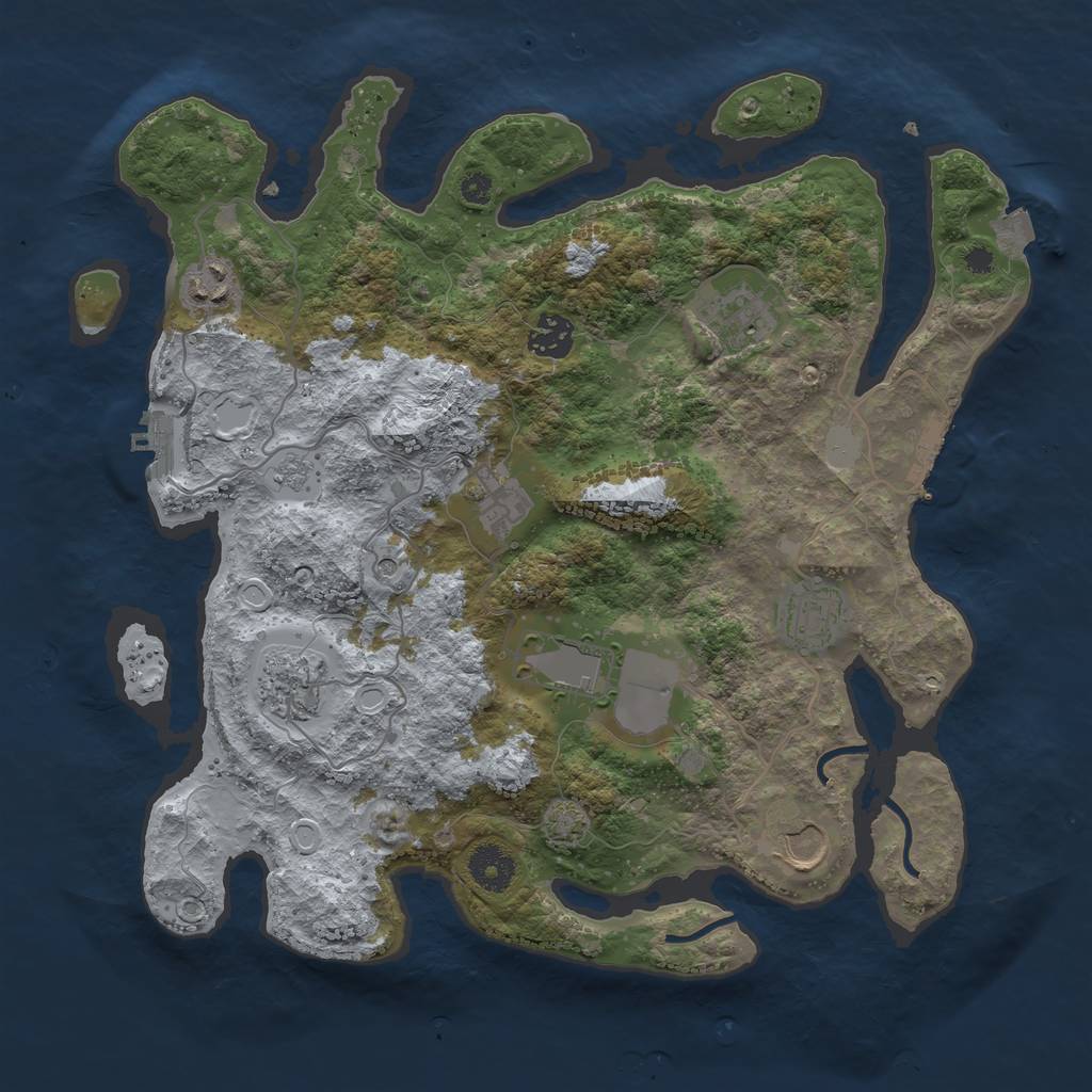 Rust Map: Procedural Map, Size: 3550, Seed: 90042833, 16 Monuments
