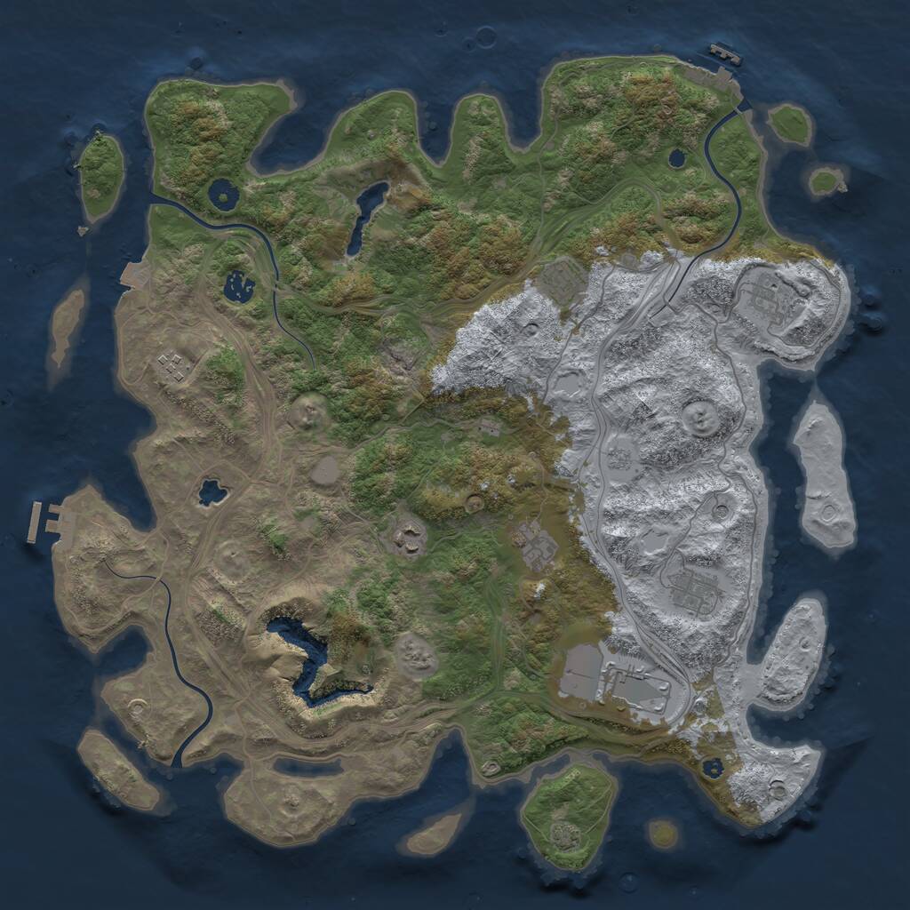 Rust Map: Procedural Map, Size: 4400, Seed: 52815505, 14 Monuments
