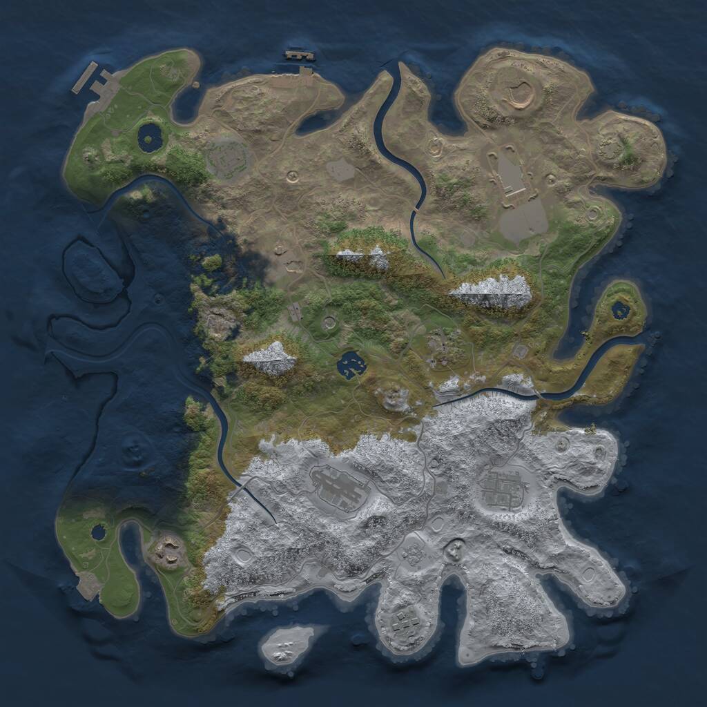 Rust Map: Procedural Map, Size: 3900, Seed: 39937910, 16 Monuments