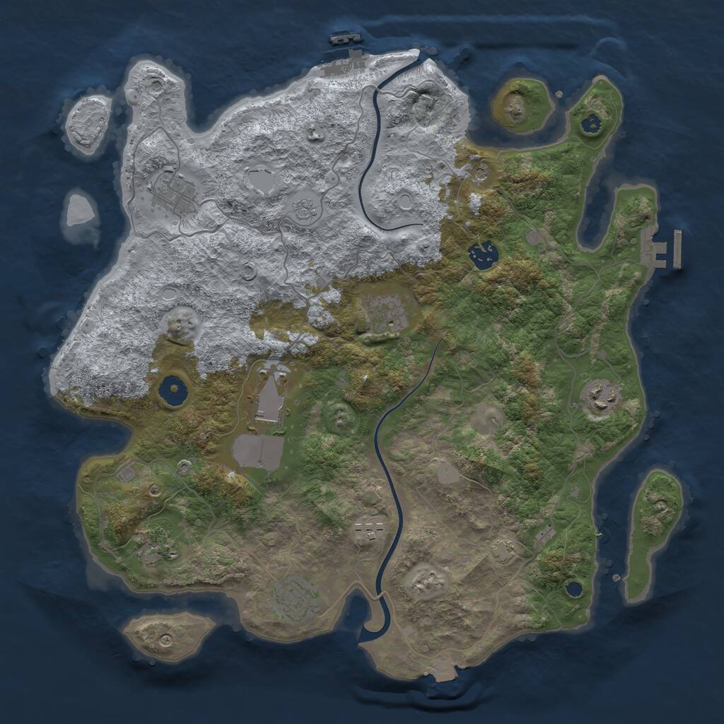 Rust Map: Procedural Map, Size: 3800, Seed: 6792145, 14 Monuments