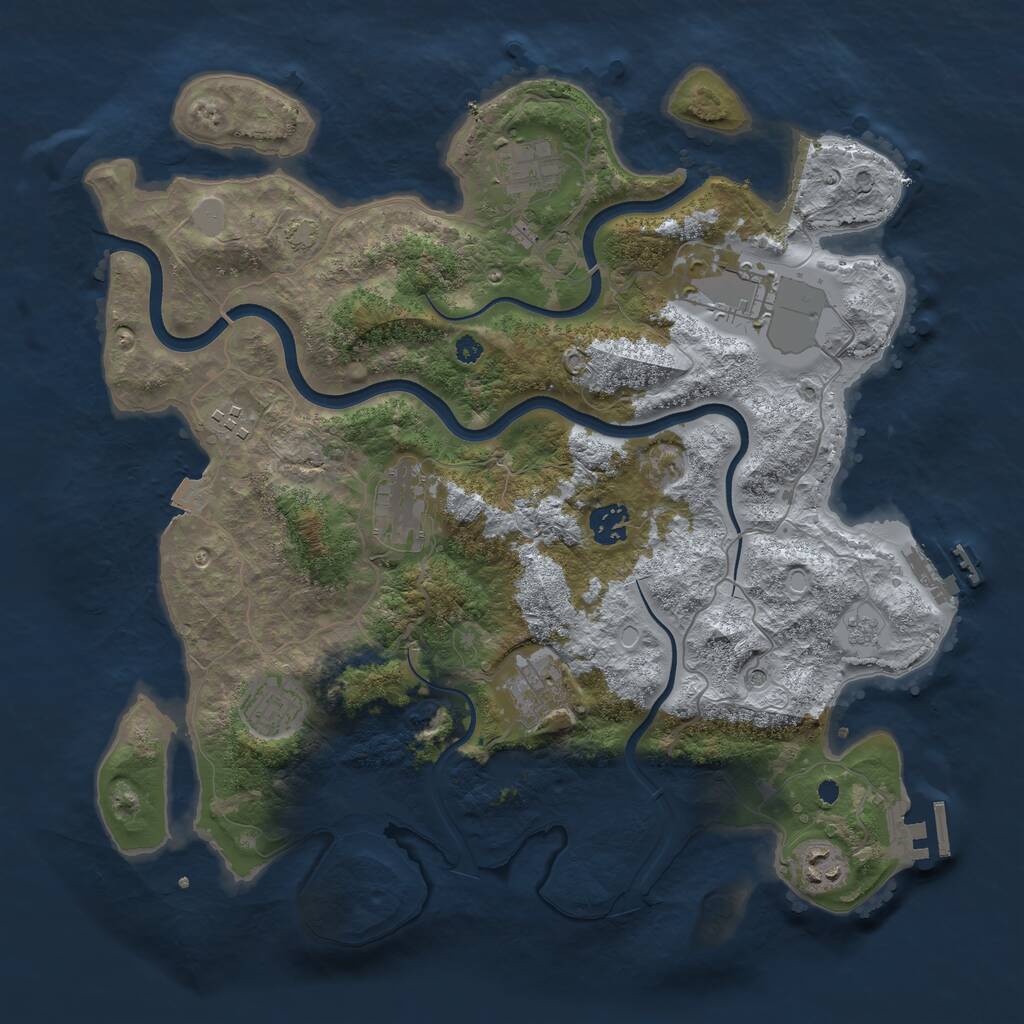 Rust Map: Procedural Map, Size: 3750, Seed: 58471583, 14 Monuments