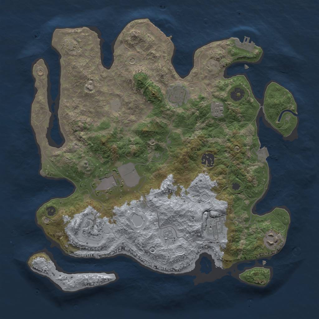 Rust Map: Procedural Map, Size: 3500, Seed: 69420123, 15 Monuments