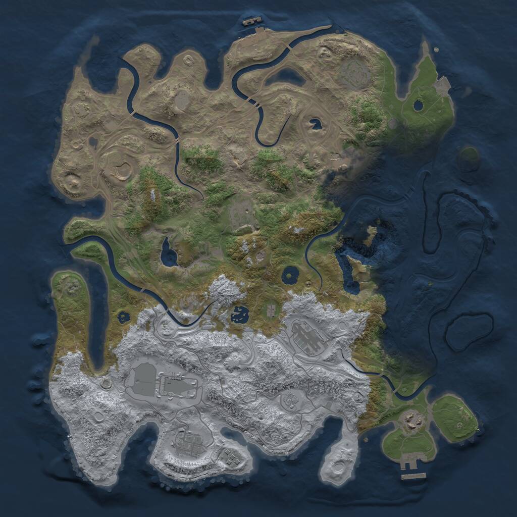 Rust Map: Procedural Map, Size: 4250, Seed: 946878723, 16 Monuments