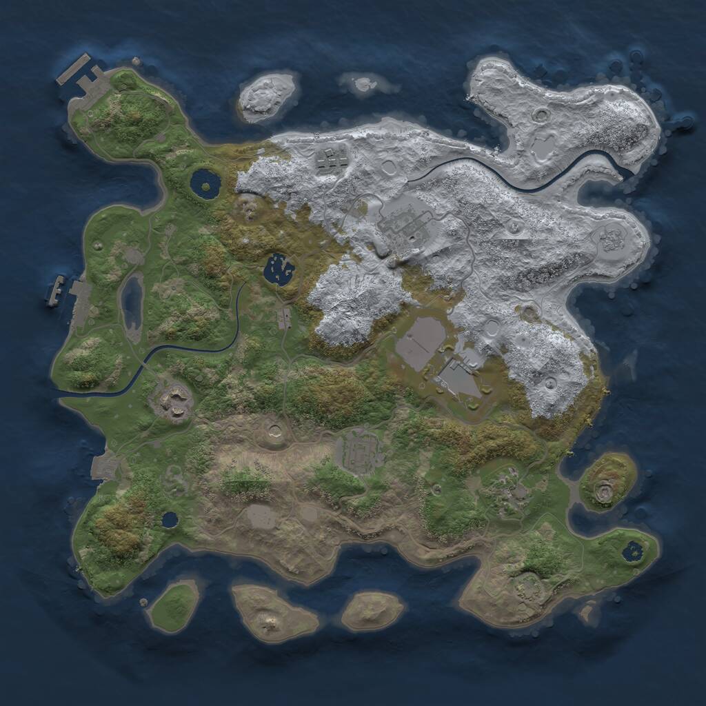 Rust Map: Procedural Map, Size: 3500, Seed: 2106727837, 13 Monuments