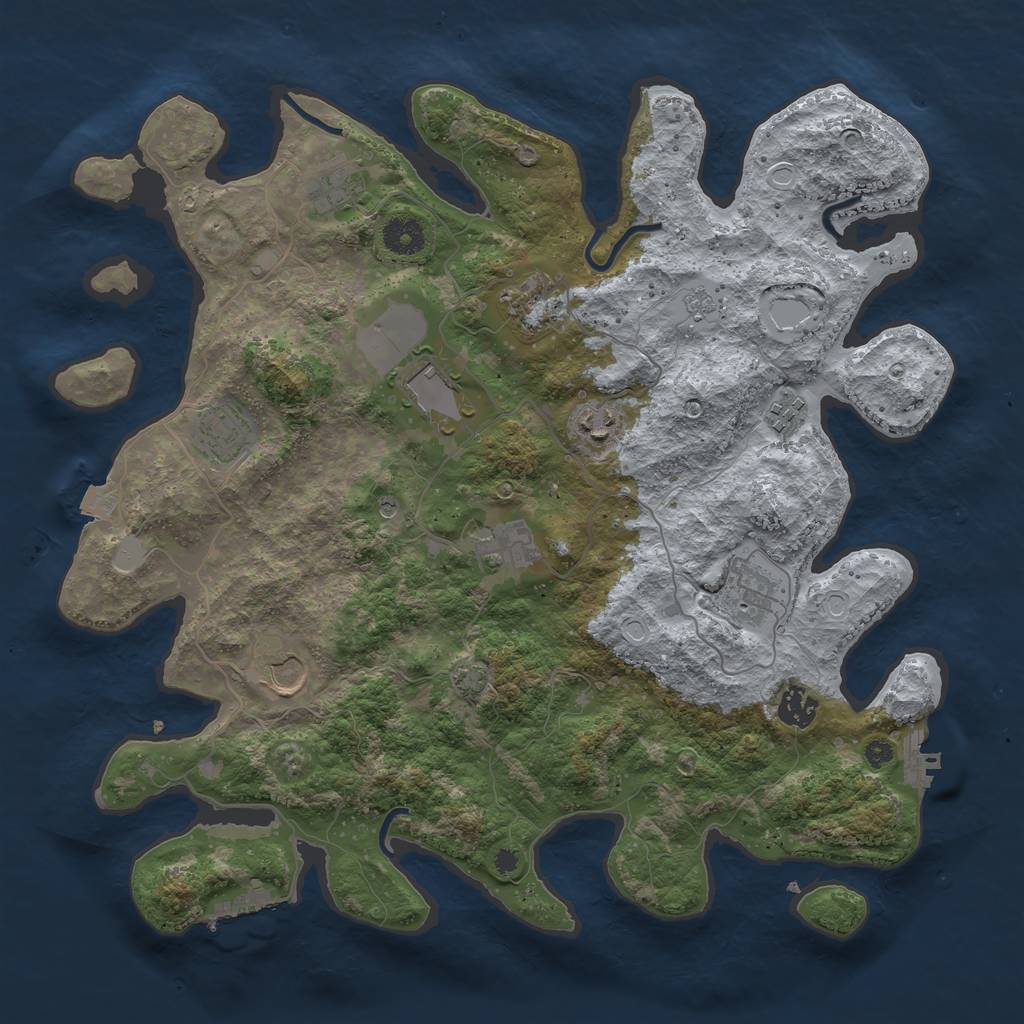 Rust Map: Procedural Map, Size: 3850, Seed: 34851009, 18 Monuments