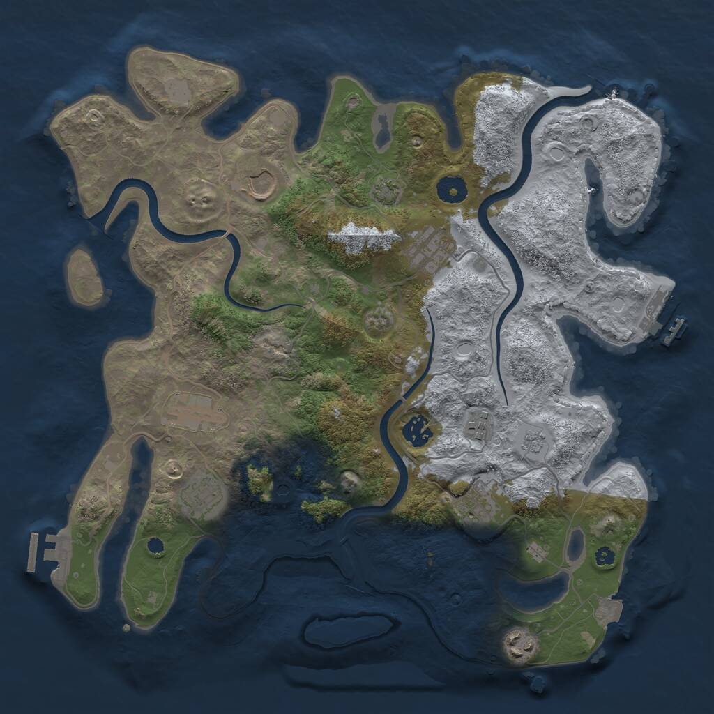 Rust Map: Procedural Map, Size: 3650, Seed: 86076701, 14 Monuments