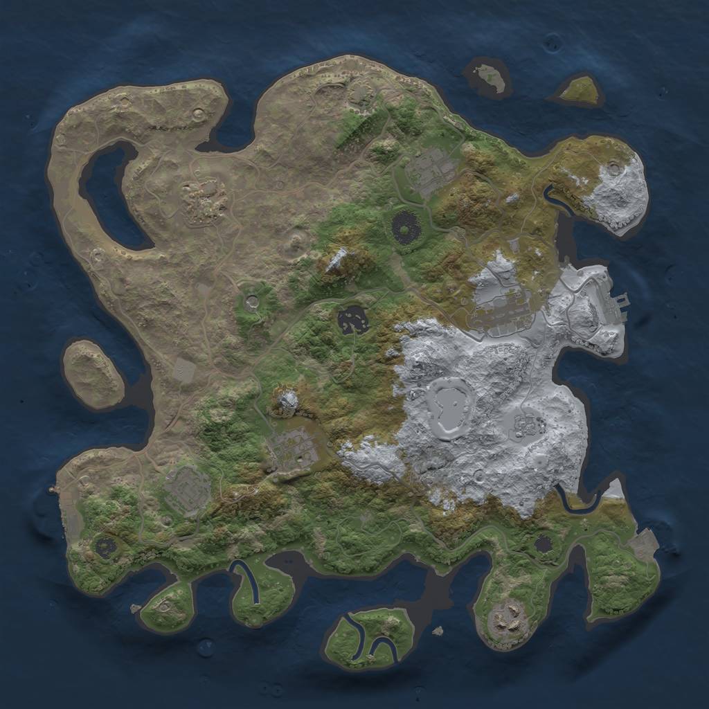 Rust Map: Procedural Map, Size: 3450, Seed: 11899189, 15 Monuments