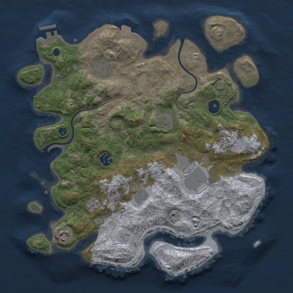 Rust Map: Procedural Map, Size: 3500, Seed: 1469784102, 13 Monuments