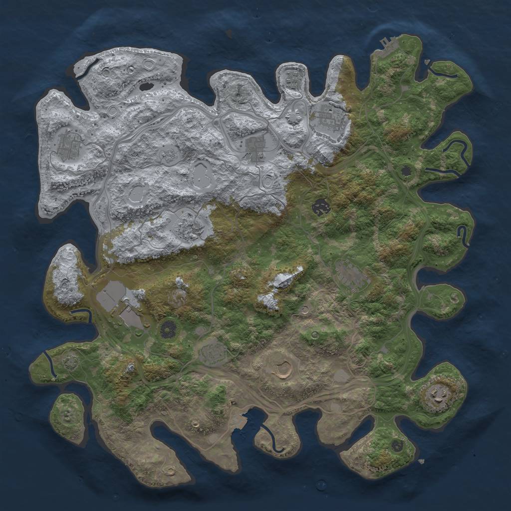 Rust Map: Procedural Map, Size: 4400, Seed: 17245269, 18 Monuments